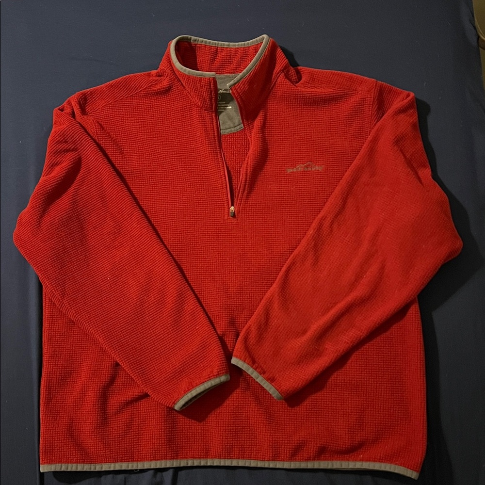 Eddie Bauer Red Textured Quarter-Zip